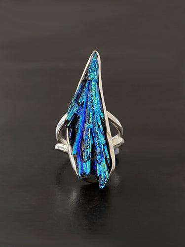 Rainbow Aura Kyanite Ring - raw carat