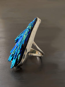 Rainbow Aura Kyanite Ring - raw carat