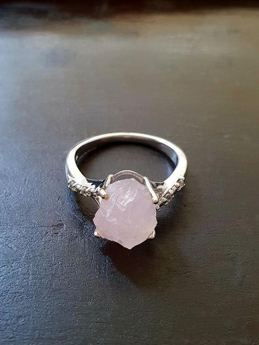 Pretty Rose Quartz Ring - raw carat