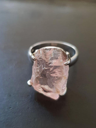 Rose Quartz Prong Ring - raw carat