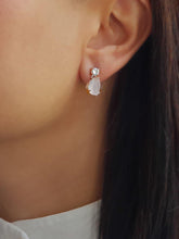 Load image into Gallery viewer, Rose Quartz &amp; White Topaz Drop Earrings - raw carat