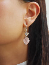 Load image into Gallery viewer, Raw Rose Quartz &amp; Herkimer Diamond Earring - raw carat