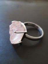 Load image into Gallery viewer, Rose Quartz Prong Ring - raw carat