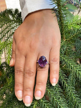 Load image into Gallery viewer, Hand facetted Raw Amethyst Statement Ring - raw carat