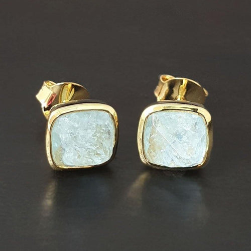 Raw Aquamarine Earrings