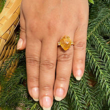 Load image into Gallery viewer, Hand facetted Raw Citrine Statement Rings - raw carat