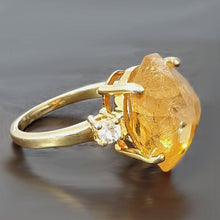 Load image into Gallery viewer, Hand facetted Raw Citrine Statement Rings - raw carat