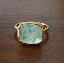 Load image into Gallery viewer, Hand facetted Raw Aquamarine Cushion Ring
