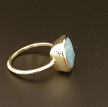 Load image into Gallery viewer, Hand facetted Raw Aquamarine Cushion Ring