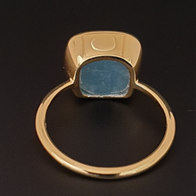 Load image into Gallery viewer, Hand facetted Raw Aquamarine Cushion Ring