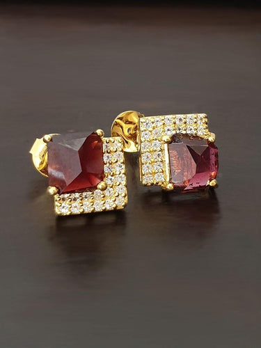 Partially faceted Garnet Earrings