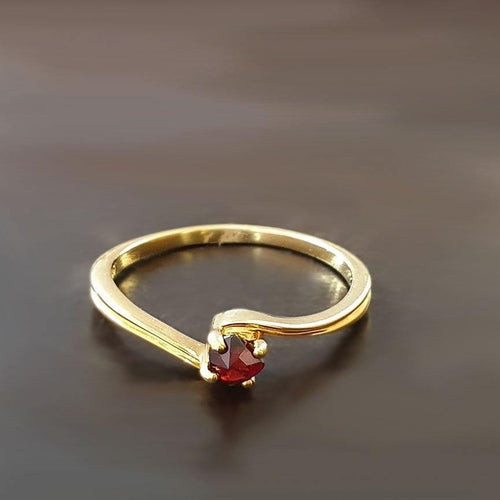 Partially faceted Raw Garnet Ring