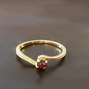 Partially faceted Raw Garnet Ring