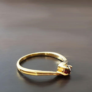 Hand facetted Raw Garnet Ring - raw carat