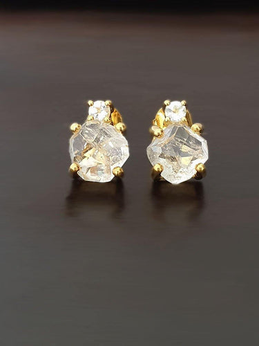 Partially faceted White Topaz Earrings