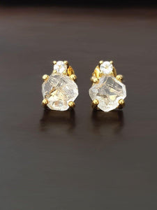 Partially faceted White Topaz Earrings