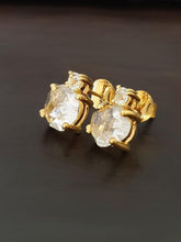 Load image into Gallery viewer, Hand facetted Raw White Topaz Drop Earring - raw carat